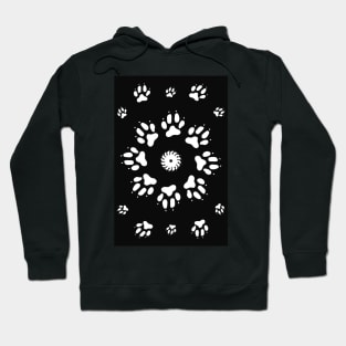 Black and White Dog Paws Hoodie